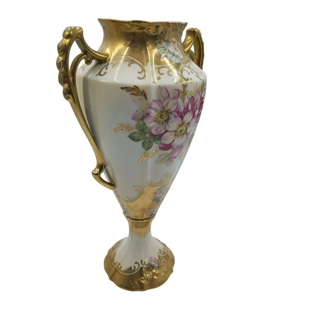 Antique China Vase Hand Painted Large Royal Crown Porcelain Urn No Lid